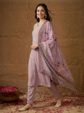 Janasya Lavender Straight Rayon Blend Top, Bottom & Dupatta | Grocsy