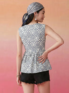 Janasya Off White A-Line Crepe Top | Grocsy