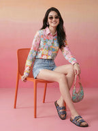 Janasya Multi Shirt Crepe Top | Grocsy