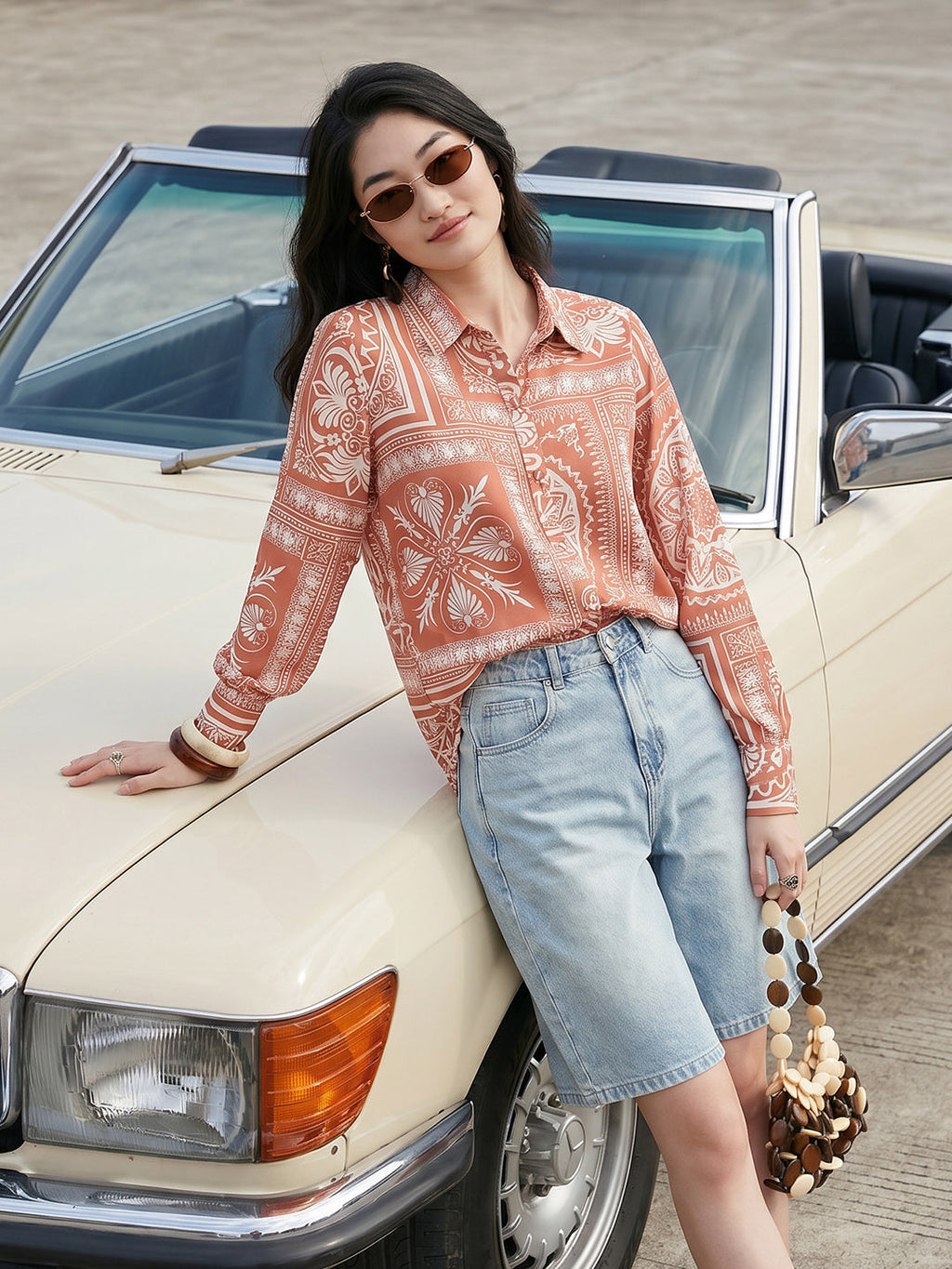Janasya Rust Shirt Rayon Blend Top | Grocsy