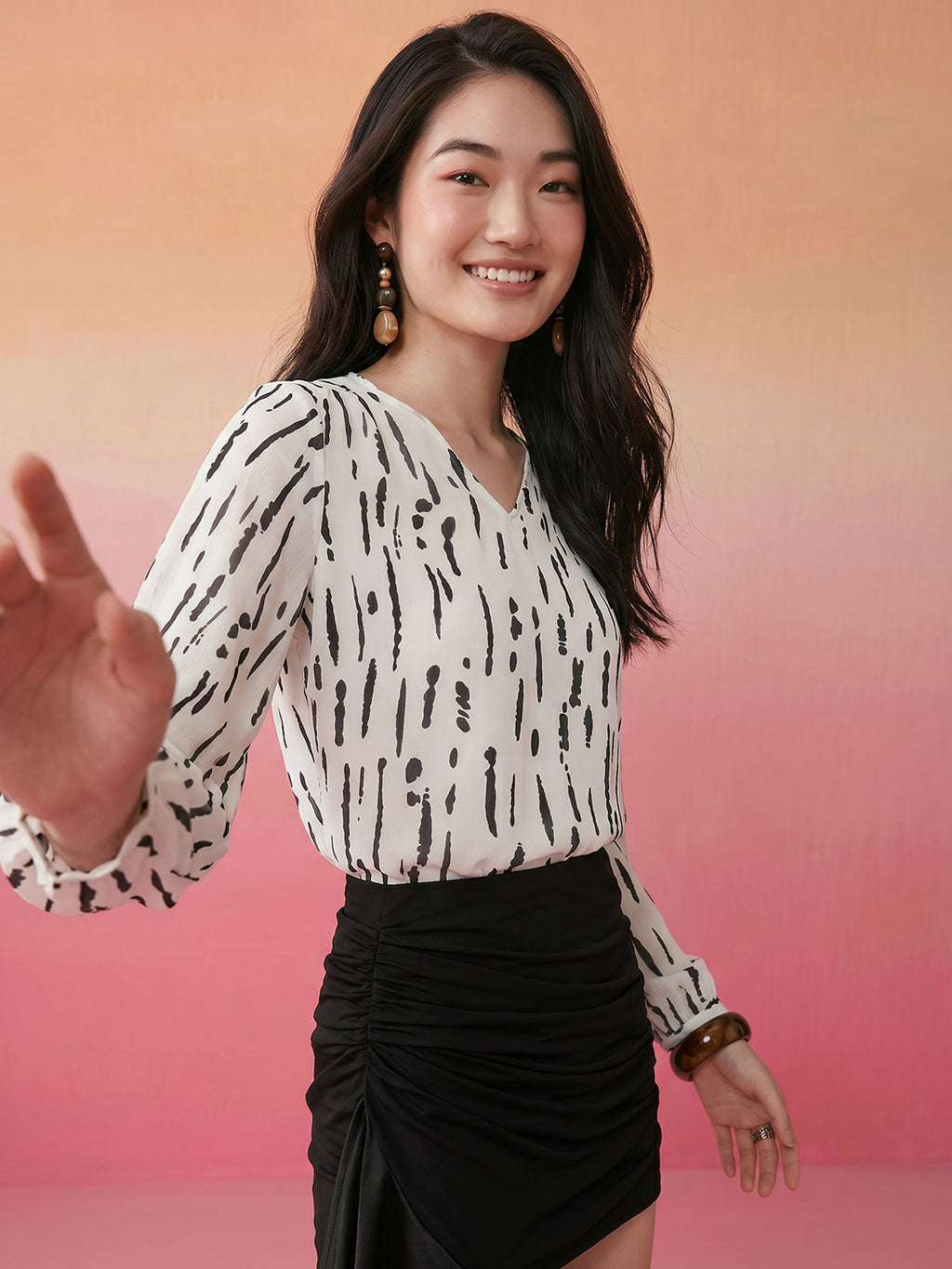 Janasya Off White Straight Chiffon Top | Grocsy