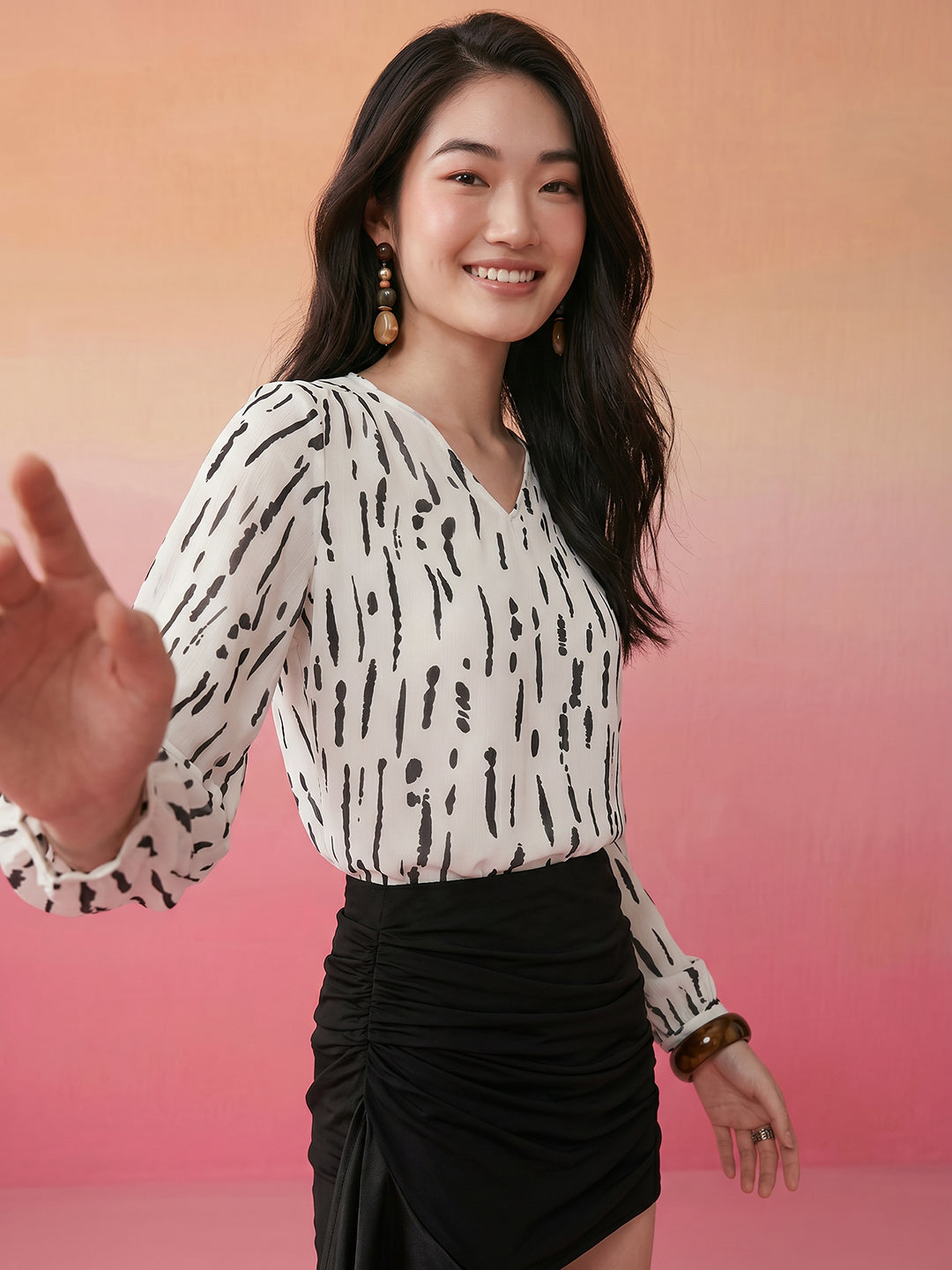 Janasya Off White Straight Chiffon Top | Grocsy