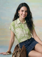 Janasya Green Shirt Style Rayon Blend Top | Grocsy
