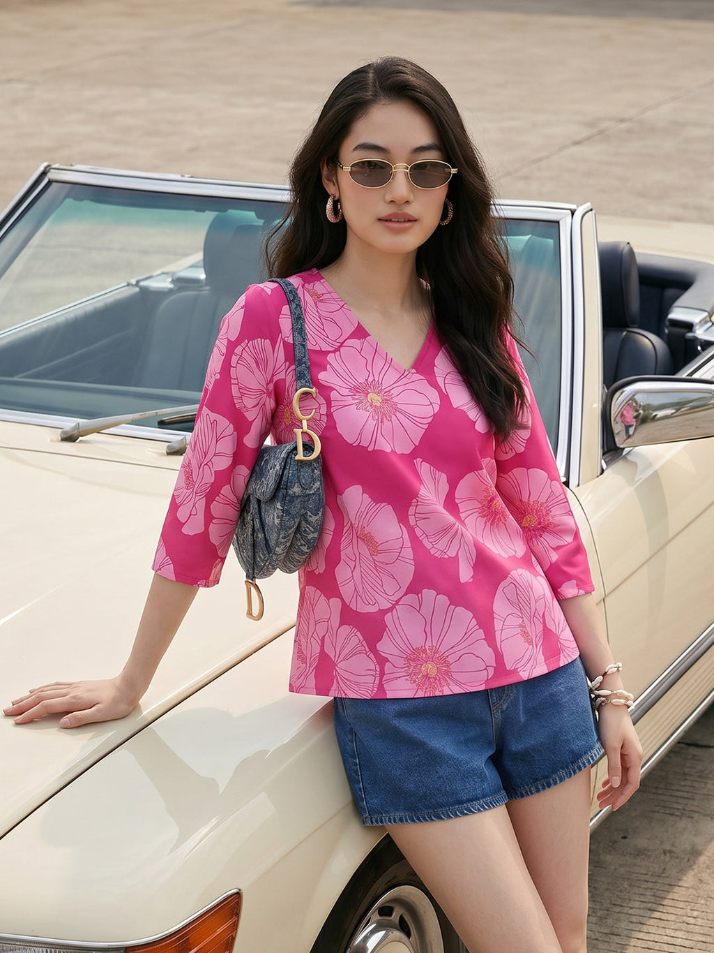 Janasya Pink Straight Crepe Top | Grocsy