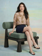 Janasya Olive Straight Dobby Georgette Top | Grocsy
