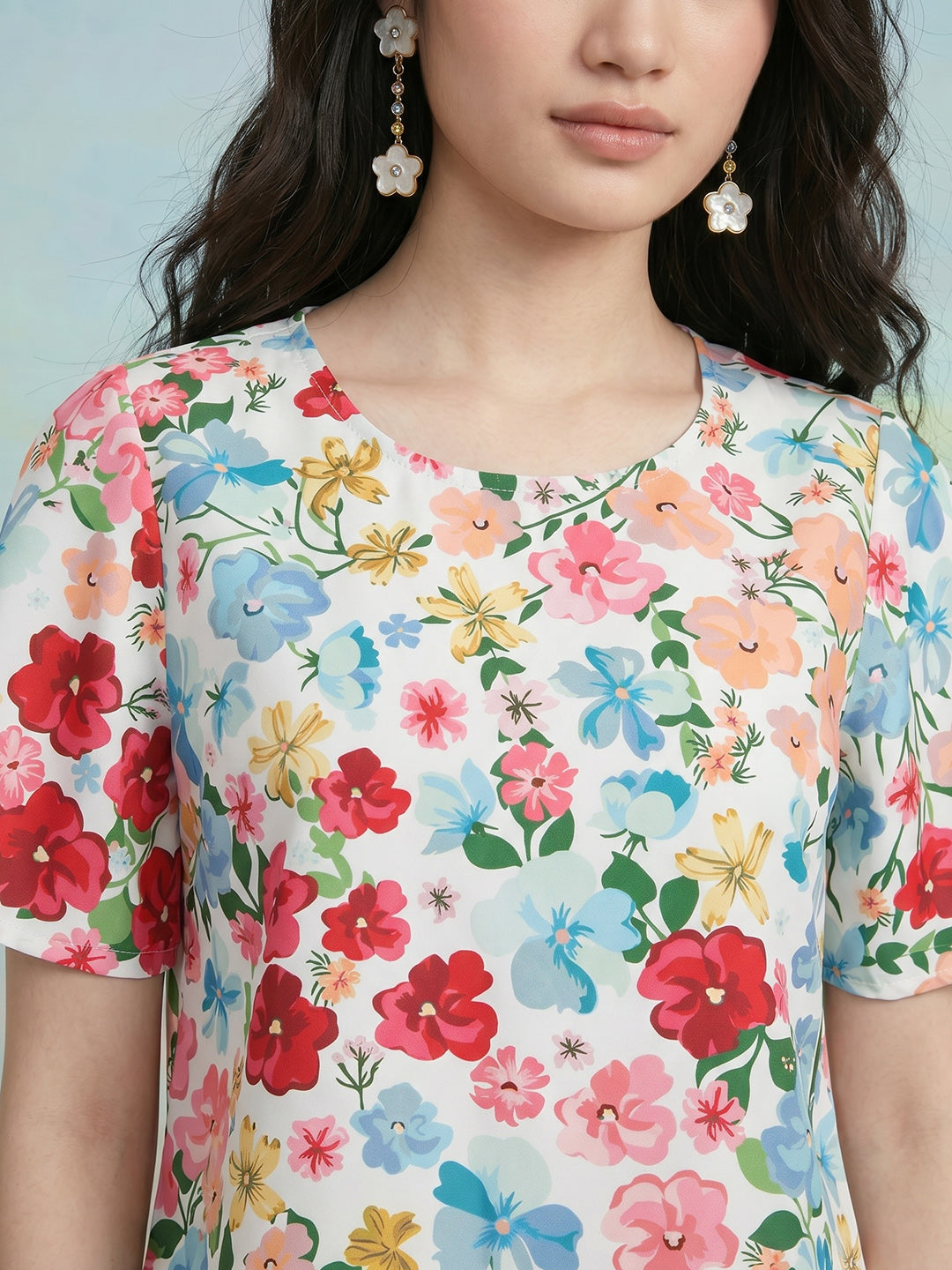 Janasya White Straight Crepe Top | Grocsy