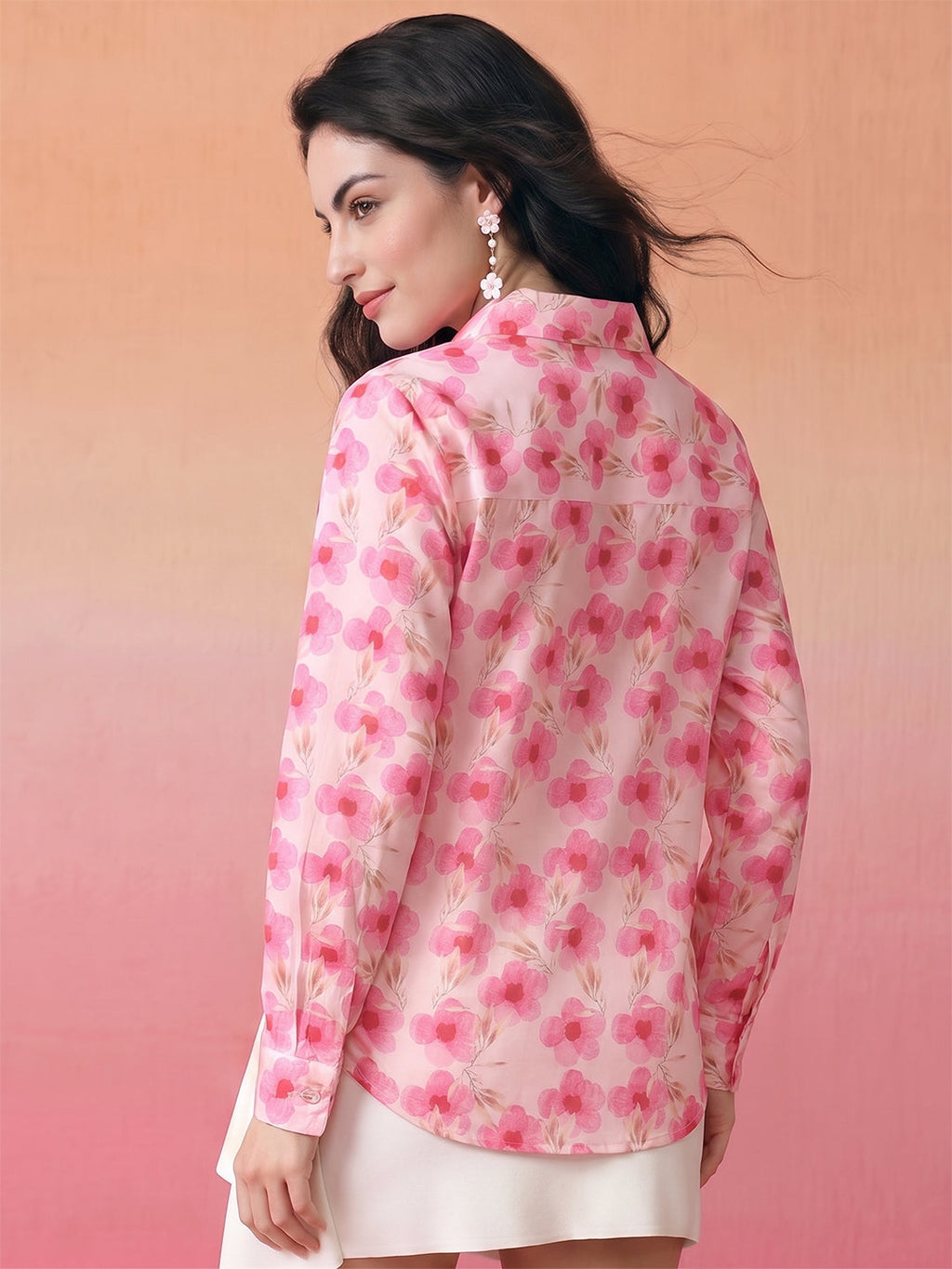 Janasya Baby Pink Shirt Crepe Top | Grocsy