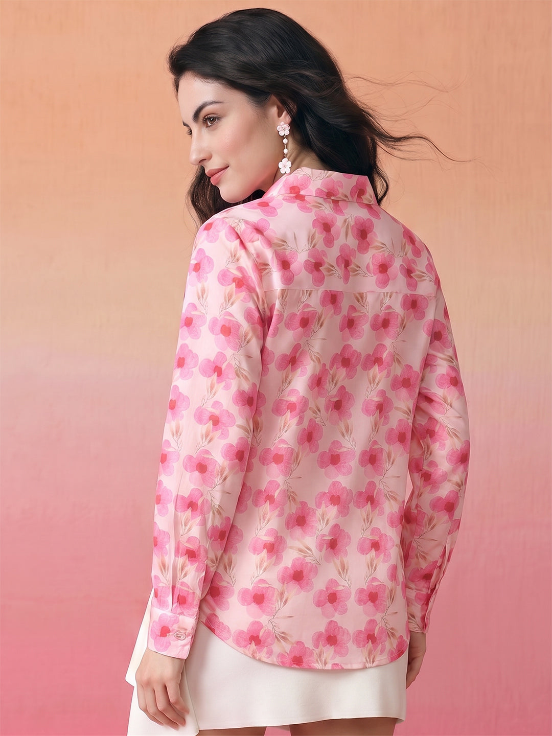 Janasya Baby Pink Shirt Crepe Top | Grocsy