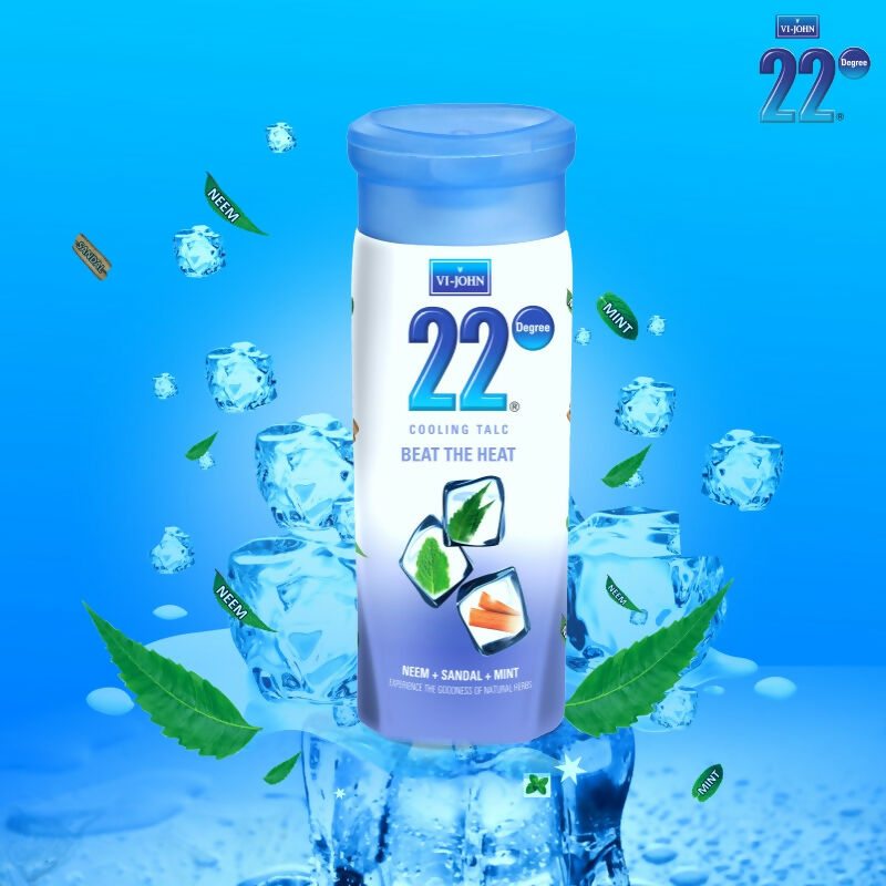 VI-JOHN 22 Degree Cooling Talc Beat the Heat Neem,Sandal and Mint | Grocsy