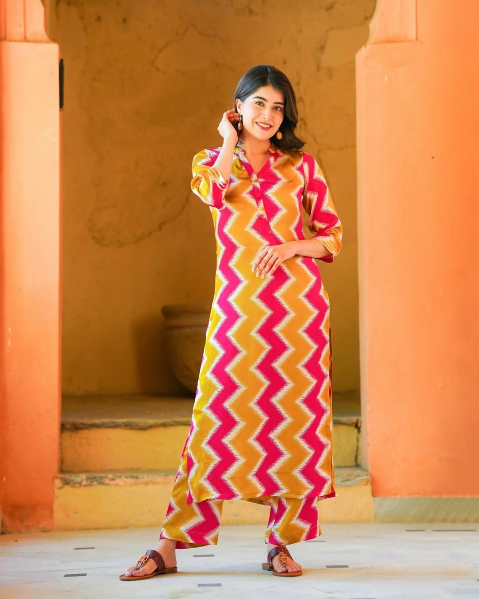 Aayaa Pure Muslin printed Kurti & Pant - Multi Color | Grocsy