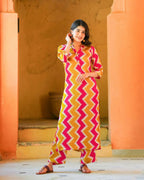 Aayaa Pure Muslin printed Kurti & Pant - Multi Color | Grocsy