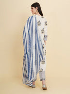 Designer Stylish white Cotton Stitched Suit With Dupatta - Tanisha | Grocsy