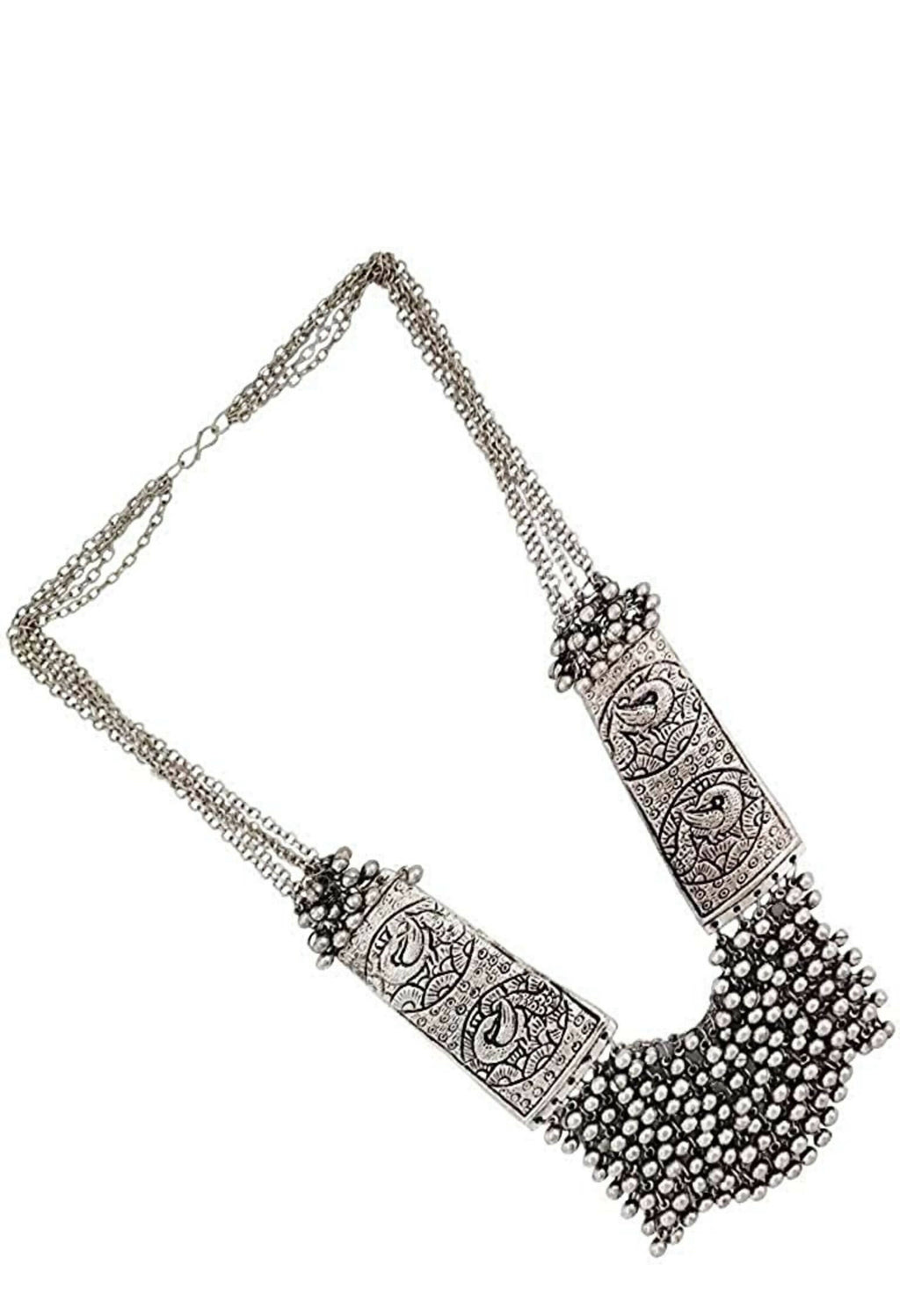 Mominos Fashion Joharkamal Oxidised Ghungroo Design Long Statement Necklace For Women & Girls | Grocsy