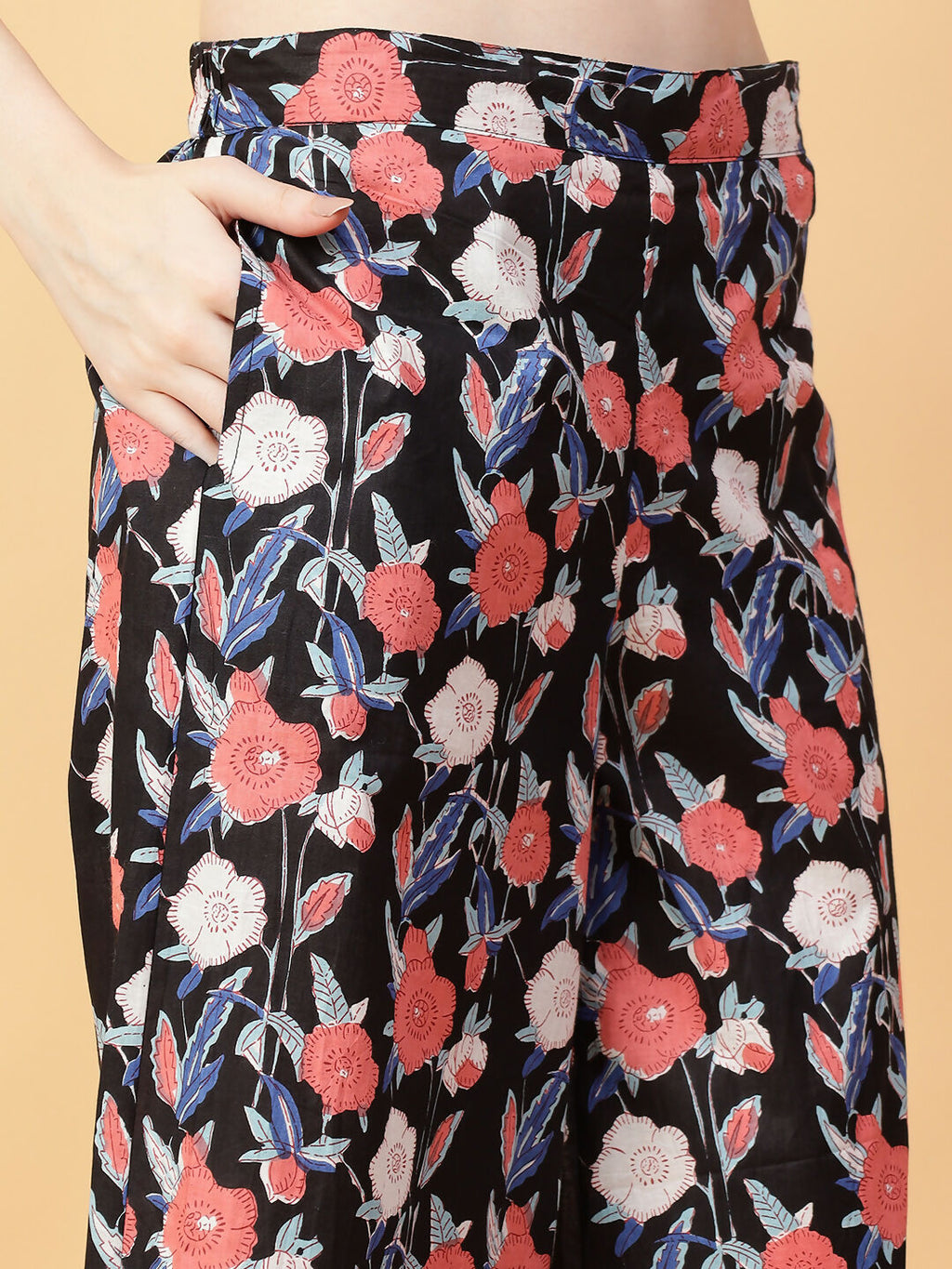 Joban Fashion Black Cotton Printed & Hand Work Co-ord Set | Grocsy