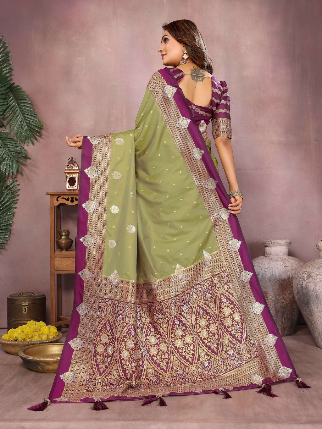 Aastha Fashion Pista Silk Sarees Weaving Saree | Grocsy