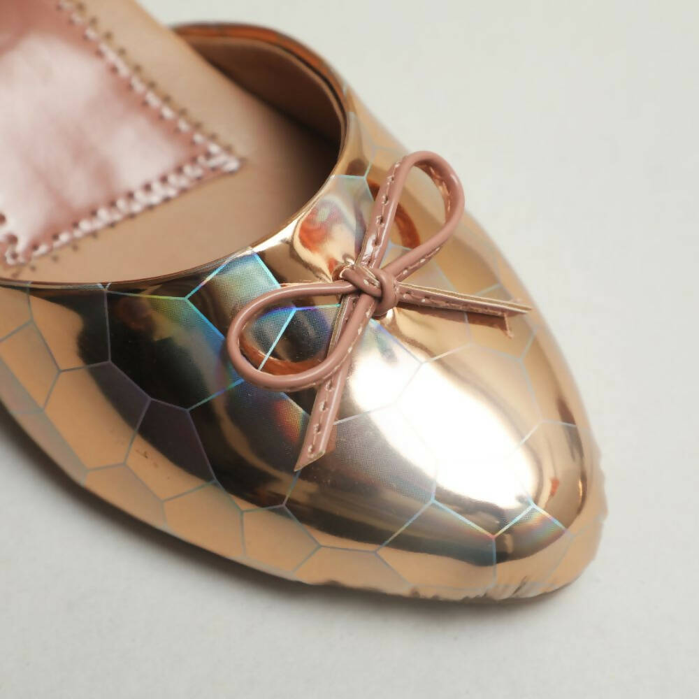 Tiny Bugs Girls Party Wear Ballerinas Heels - Peach | Grocsy