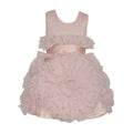 Asmaani Baby Girl's Beige Color Satin Knee Length Frock (AS-DRESS-22031) | Grocsy