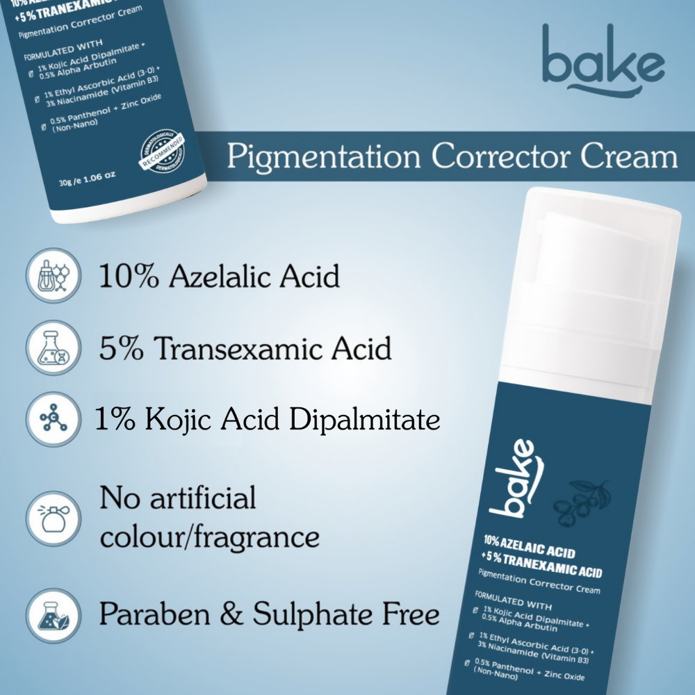 Bake 10% Azelaic Acid + 5% Tranexamic Acid Pigmentation Corrector Cream | Grocsy