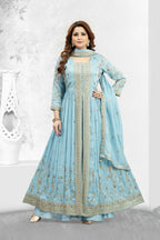 Joban Fashion Muslin Silk Sky Blue Color Kurta Set | Grocsy