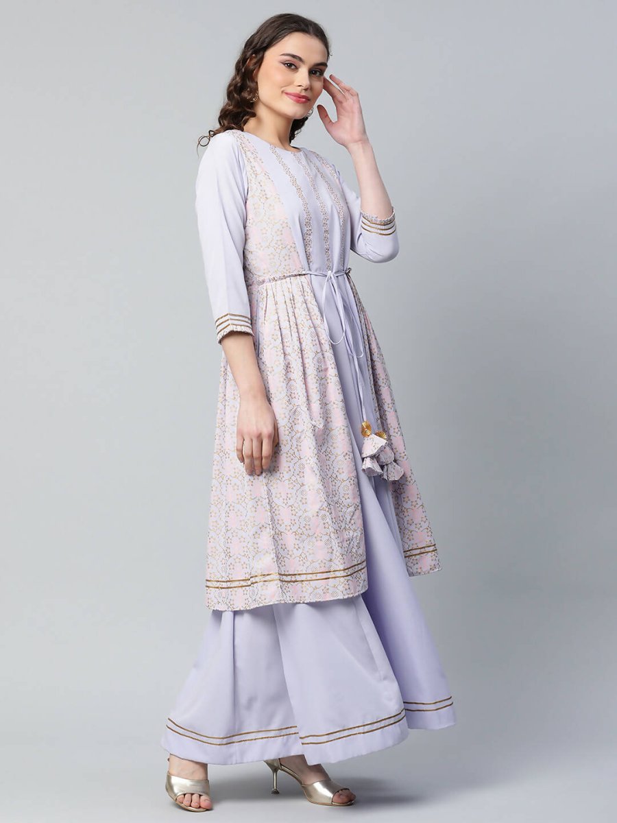 Ahalyaa Womens Powder Blue Crepe Floral Dress | Grocsy