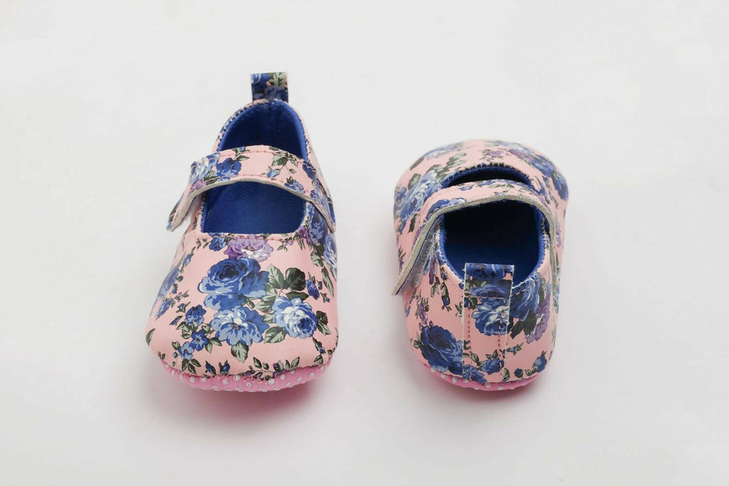 Tiny Bugs Girls Flowral Print Infants Booties - Blue | Grocsy