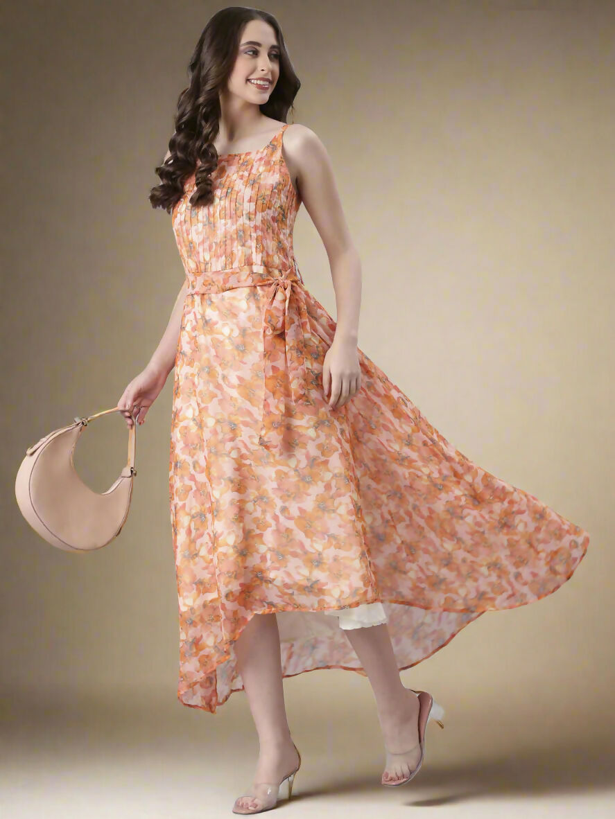 Souchii Floral Print Tiered Dress – Flowy Fit & Flare | Grocsy