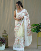 Vamsee Sombi Box Yellow Organza Saree | Grocsy