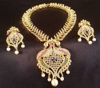 Multicolor Elegant Peacock Bridal Neck Set with Earrings