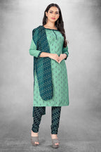 Sea Green Cotton Printed Unstitched Dress Material - Amara | Grocsy