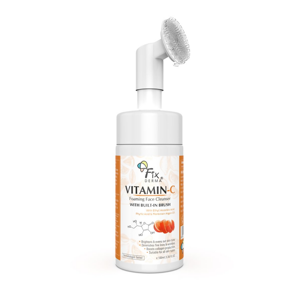 Fixderma 2% Vitamin C Face Wash, Foaming Face Cleanser with Brush | Grocsy