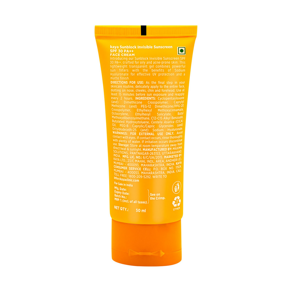 Kaya Sunblock Invisible Sunscreen With SPF 30 | Grocsy