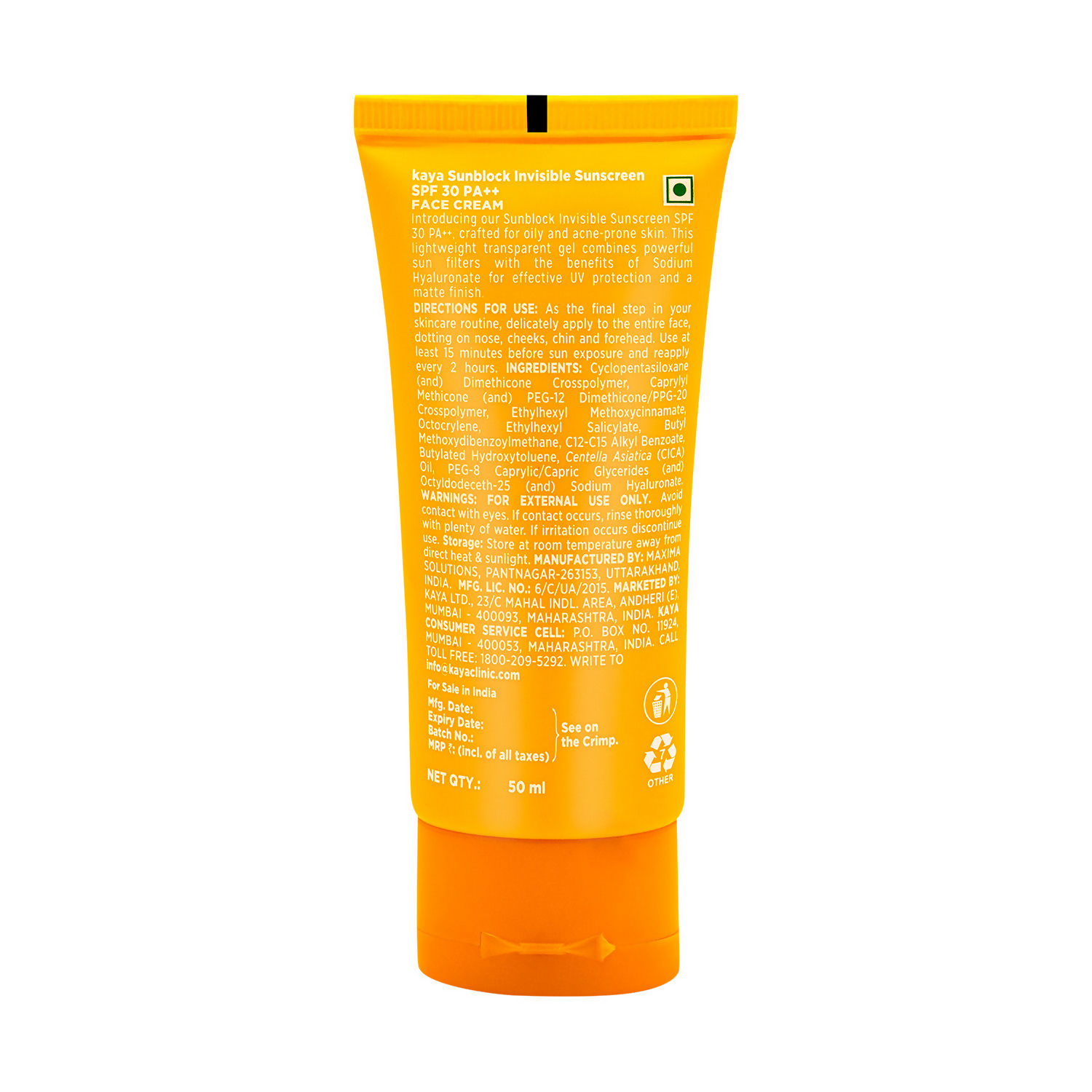 Kaya Sunblock Invisible Sunscreen With SPF 30 | Grocsy