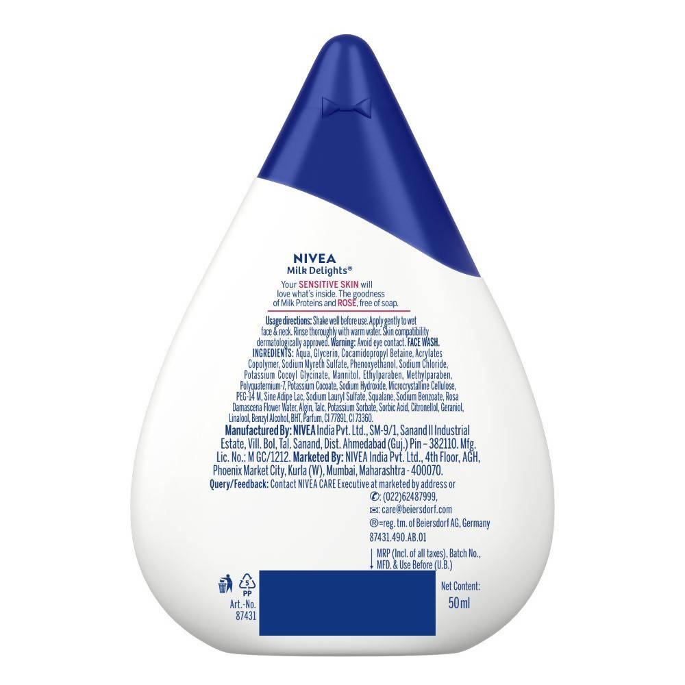Nivea Milk Delights Rose Face Wash for Sensitive Skin | Grocsy