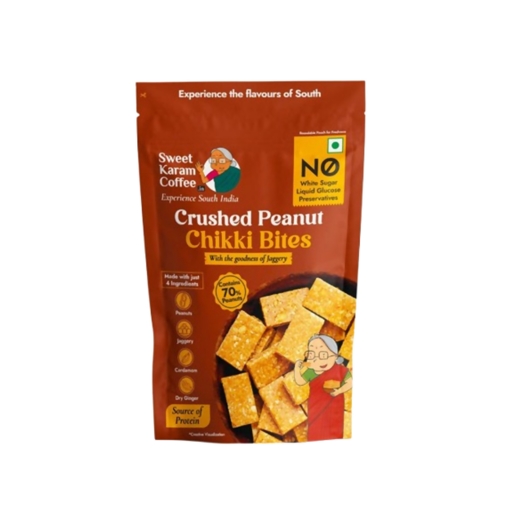Sweet Karam Coffee Crushed Peanut Chikki Bites (Zero White Sugar) | Grocsy