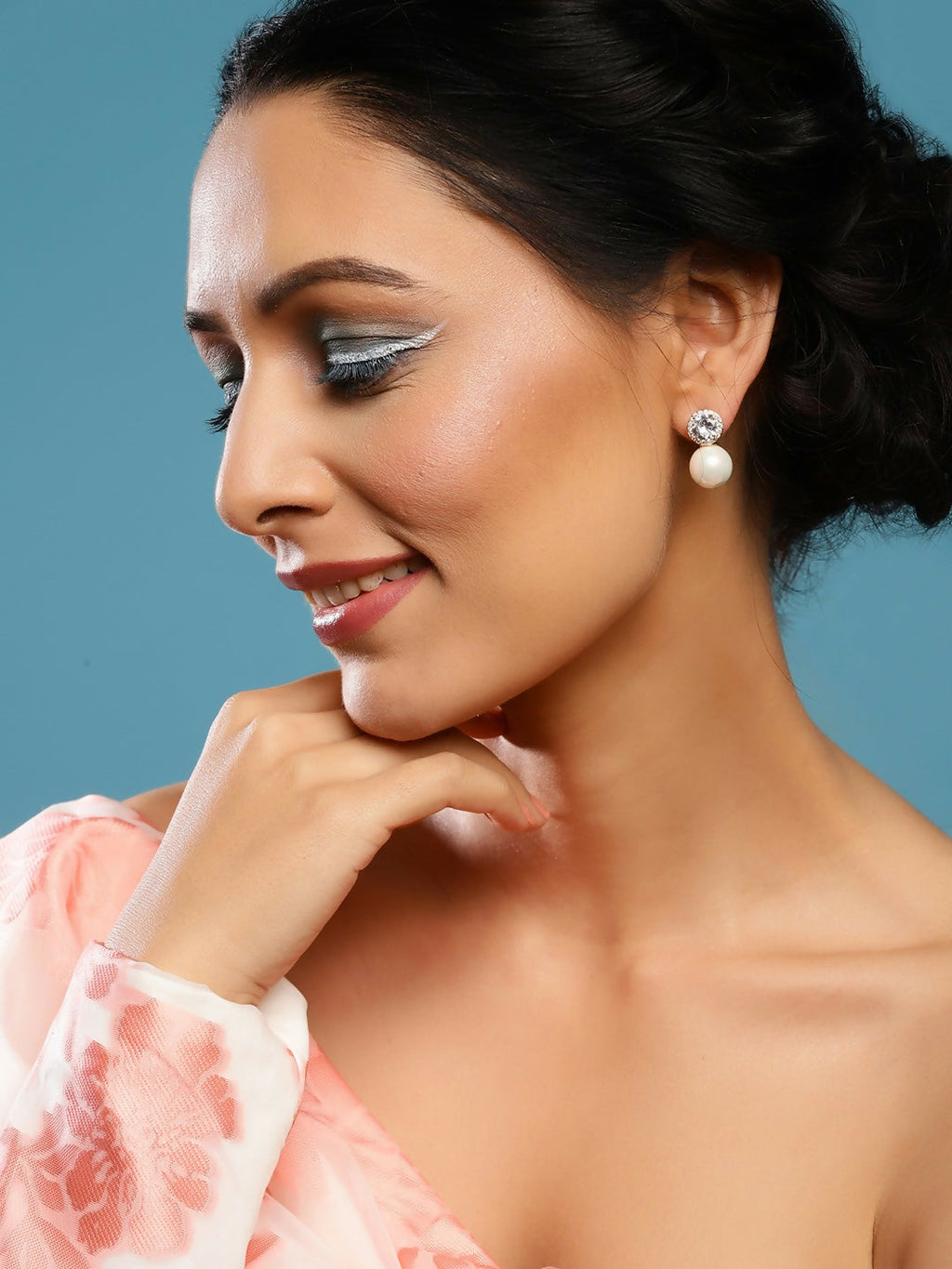 Diamond Pearl Earrings- Ruby Raang | Grocsy