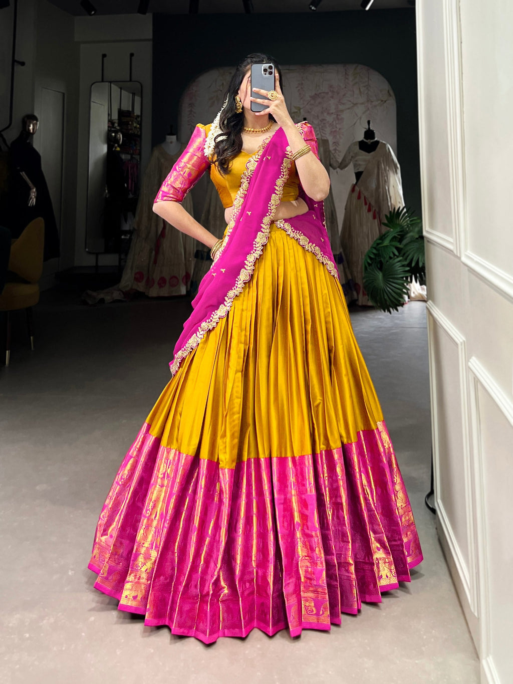 Lehenga Mart Designer Wedding Lehenga Choli For Women - Mustard | Grocsy