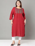 Sztori Plus Size Floral Yoke Design Straight Kurta | Grocsy