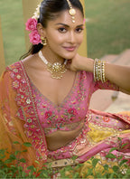 Vegaa Fashion Multicolor Silk Embroidered & Hand Work Wedding Wear Lehenga Choli | Grocsy