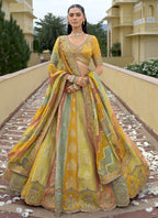 Vegaa Fashion Multicolor Silk Embroidered & Hand Work Wedding Wear Lehenga Choli | Grocsy