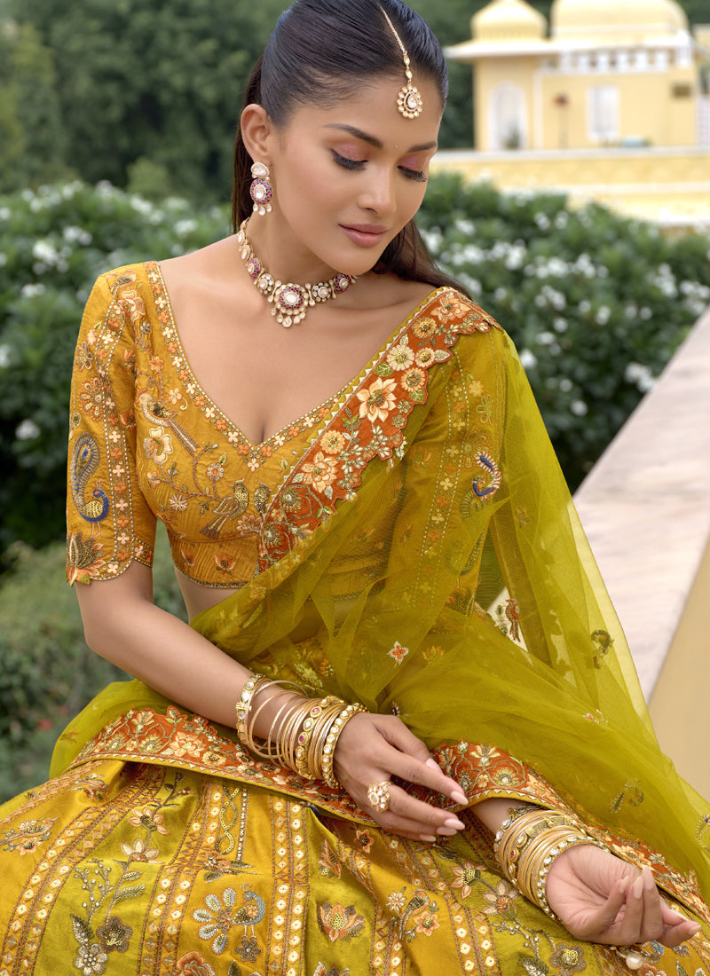 Vegaa Fashion Multicolor Silk Embroidered & Hand Work Wedding Wear Lehenga Choli | Grocsy