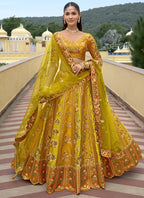 Vegaa Fashion Multicolor Silk Embroidered & Hand Work Wedding Wear Lehenga Choli | Grocsy