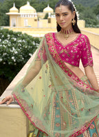 Vegaa Fashion Multicolor Silk Embroidered & Hand Work Wedding Wear Lehenga Choli | Grocsy