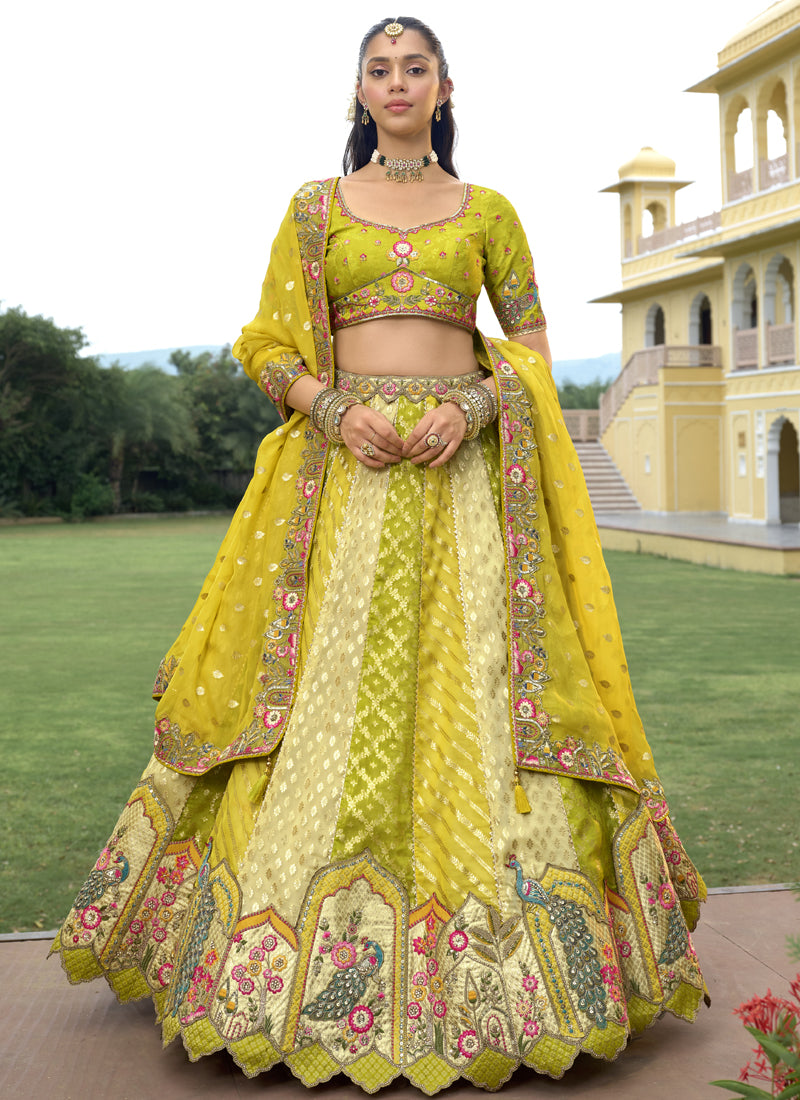 Vegaa Fashion Multicolor Silk Embroidered & Hand Work Wedding Wear Lehenga Choli | Grocsy