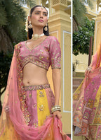 Vegaa Fashion Multicolor Silk Embroidered & Hand Work Wedding Wear Lehenga Choli | Grocsy