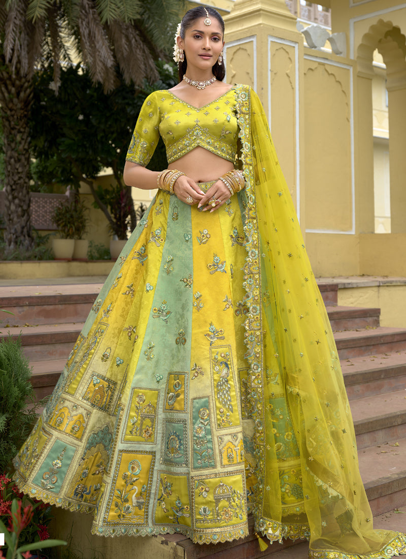 Vegaa Fashion Multicolor Silk Embroidered & Hand Work Wedding Wear Lehenga Choli | Grocsy