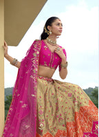 Vegaa Fashion Multicolor Silk Embroidered & Hand Work Wedding Wear Lehenga Choli | Grocsy