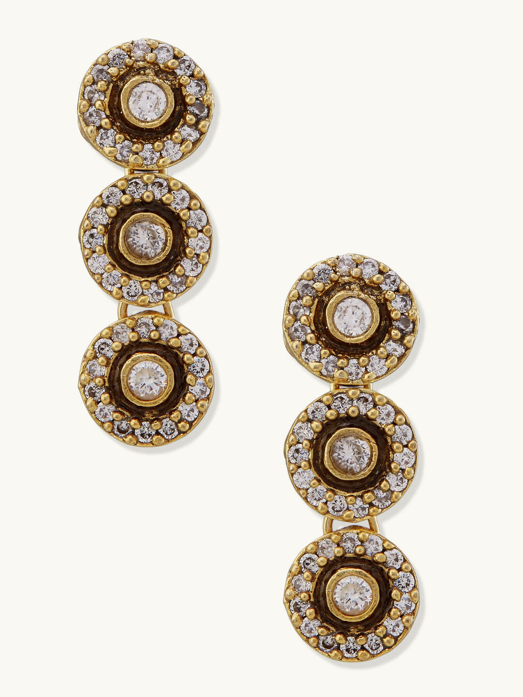 Nuyug 22K Gold-Plated Zircon Studded Enamel Embellished Dual Layered Necklace Set | Grocsy