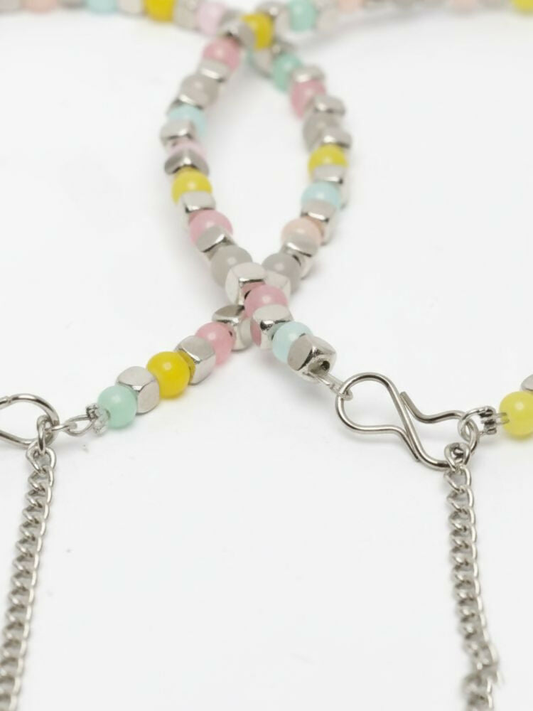 NVR Women Silver Plated Multicolour Artificial Beads Anklet | Grocsy