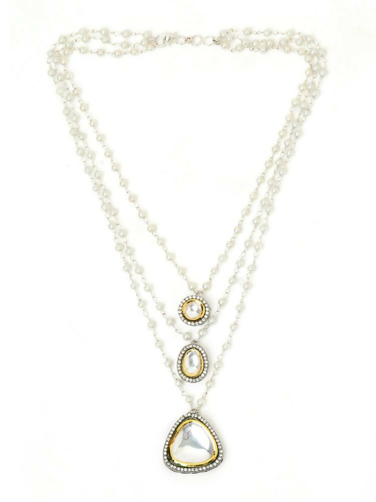 Beaded Layered Kundan Necklaces - Ruby Raang | Grocsy