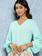 Ahalyaa Women's Traditional wear Co-ords - Blue | Grocsy